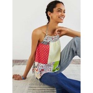 Anthropologie Let Me Be Colorful Patchwork Halter Tank